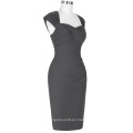 Belle Poque Stock sin mangas ahuecado trasero de nylon de algodón caderas-Wrapped Bodycon gris retro vestido de época BP000155-6